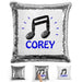 Music Note Personalized Magic Sequin Pillow Pillow GLAM Silver Blue 