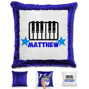 Piano Personalized Magic Sequin Pillow Pillow GLAM Blue Blue 