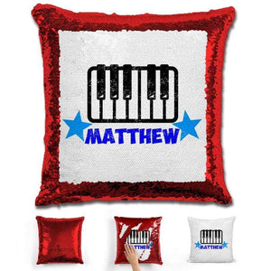 Piano Personalized Magic Sequin Pillow Pillow GLAM Red Blue 