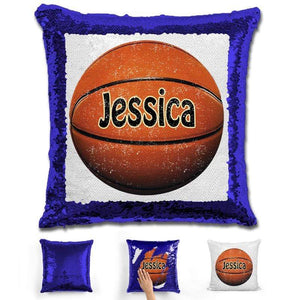 Basketball Personalized Magic Sequin Pillow Pillow GLAM Blue 