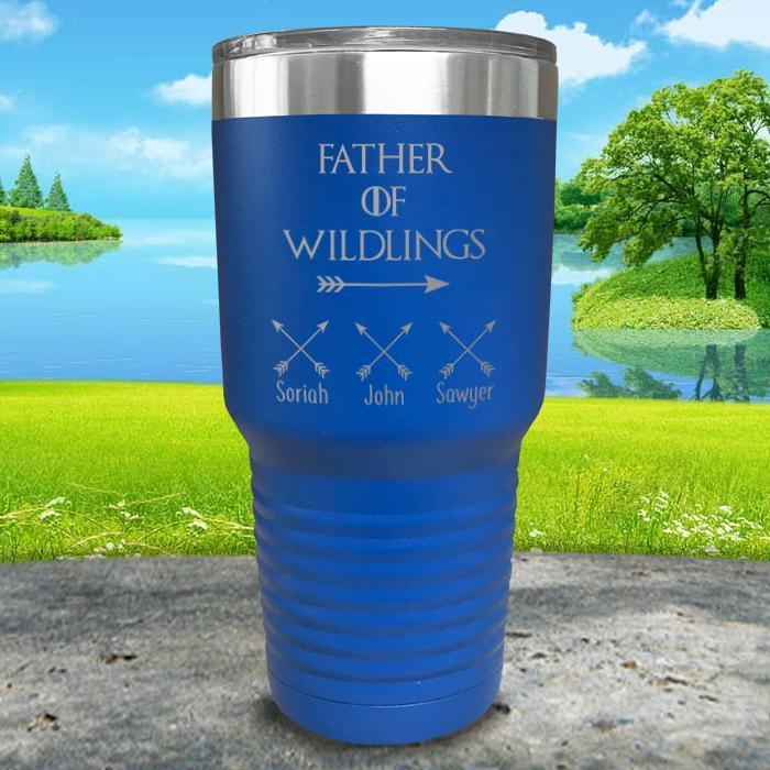 Father Of Wildlings (CUSTOM) With Child's Name Engraved Tumblers Tumbler ZLAZER 30oz Tumbler Blue 