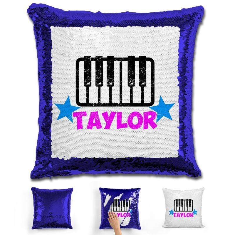 Piano Personalized Magic Sequin Pillow Pillow GLAM Blue Pink 