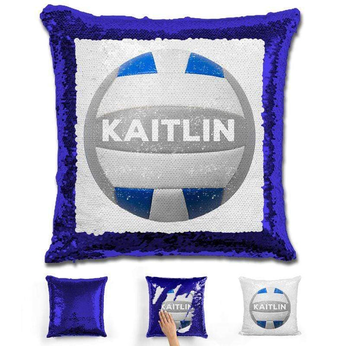 Volleyball Personalized Magic Sequin Pillow Pillow GLAM Blue 