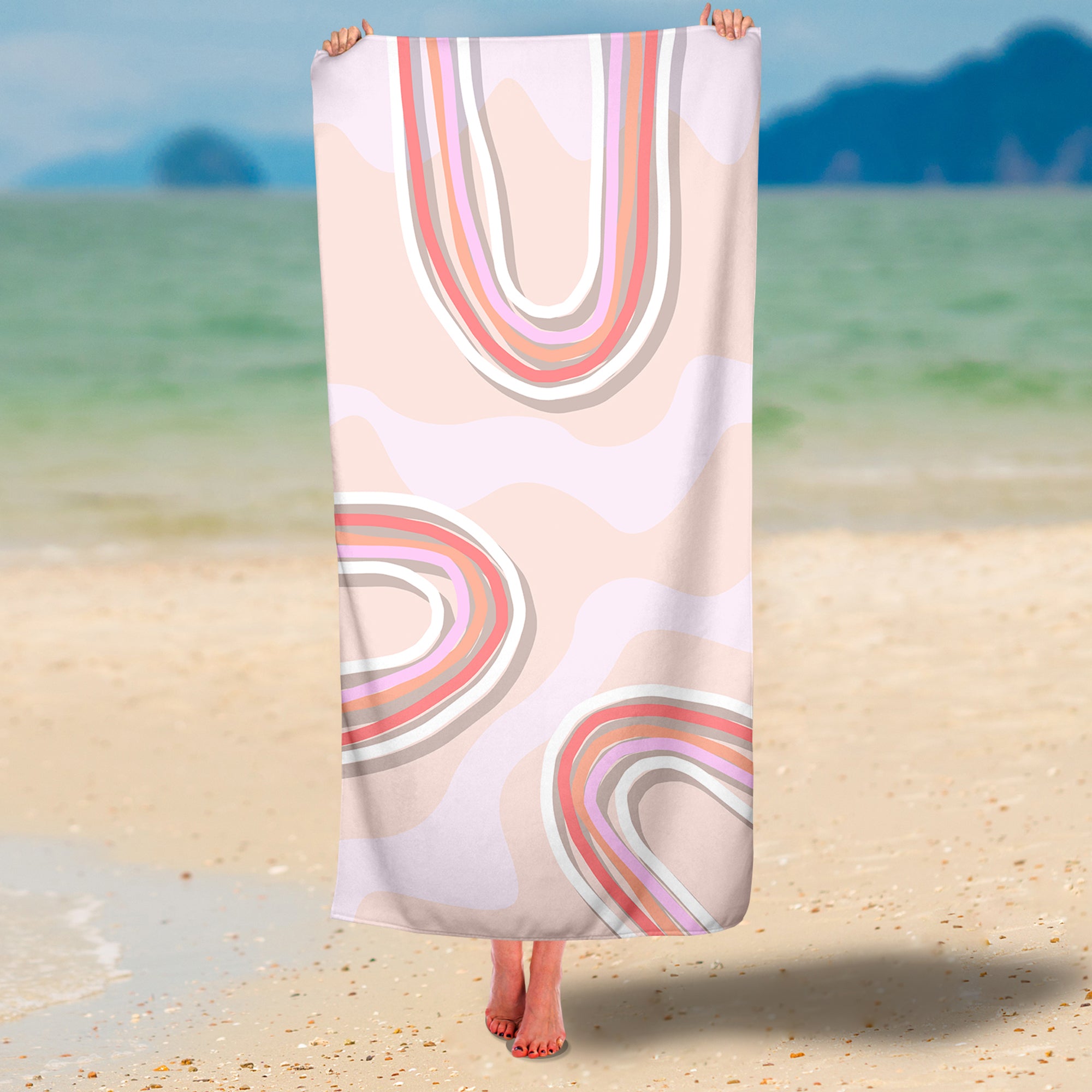 Boho Rainbow Pattern Premium Beach/Pool Towel