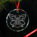 Butterfly CUSTOM Monogram Engraved Glass Ornament ZLAZER Circle Ornament 