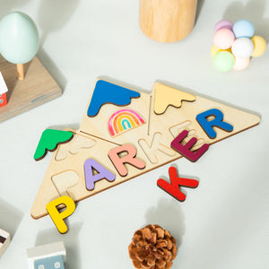 Custom Wooden Mountain Name Puzzle