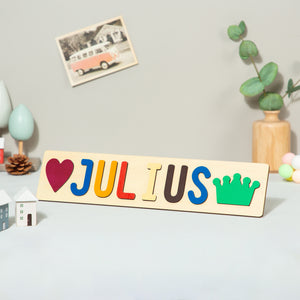 Custom Wooden Name Puzzle With Heart and Crown