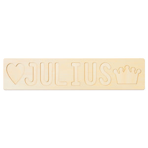 Custom Wooden Name Puzzle With Heart and Crown