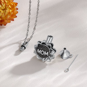 Personalized Engraved Mom Sunflower Keepsake Urn Necklace With Fill Kit