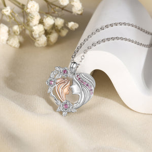 Mother and Daughter Necklace Heart Flower Or Double Heart Pendant