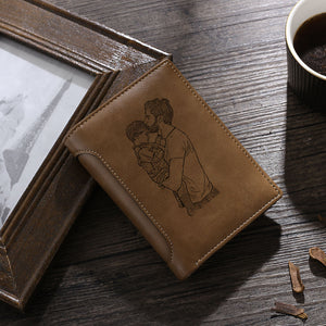 Fashion Personalized Leather Wallet Choose From Photo＆Text Engrave,  Photo＆Calendar, Or Photo＆ Monogram Name
