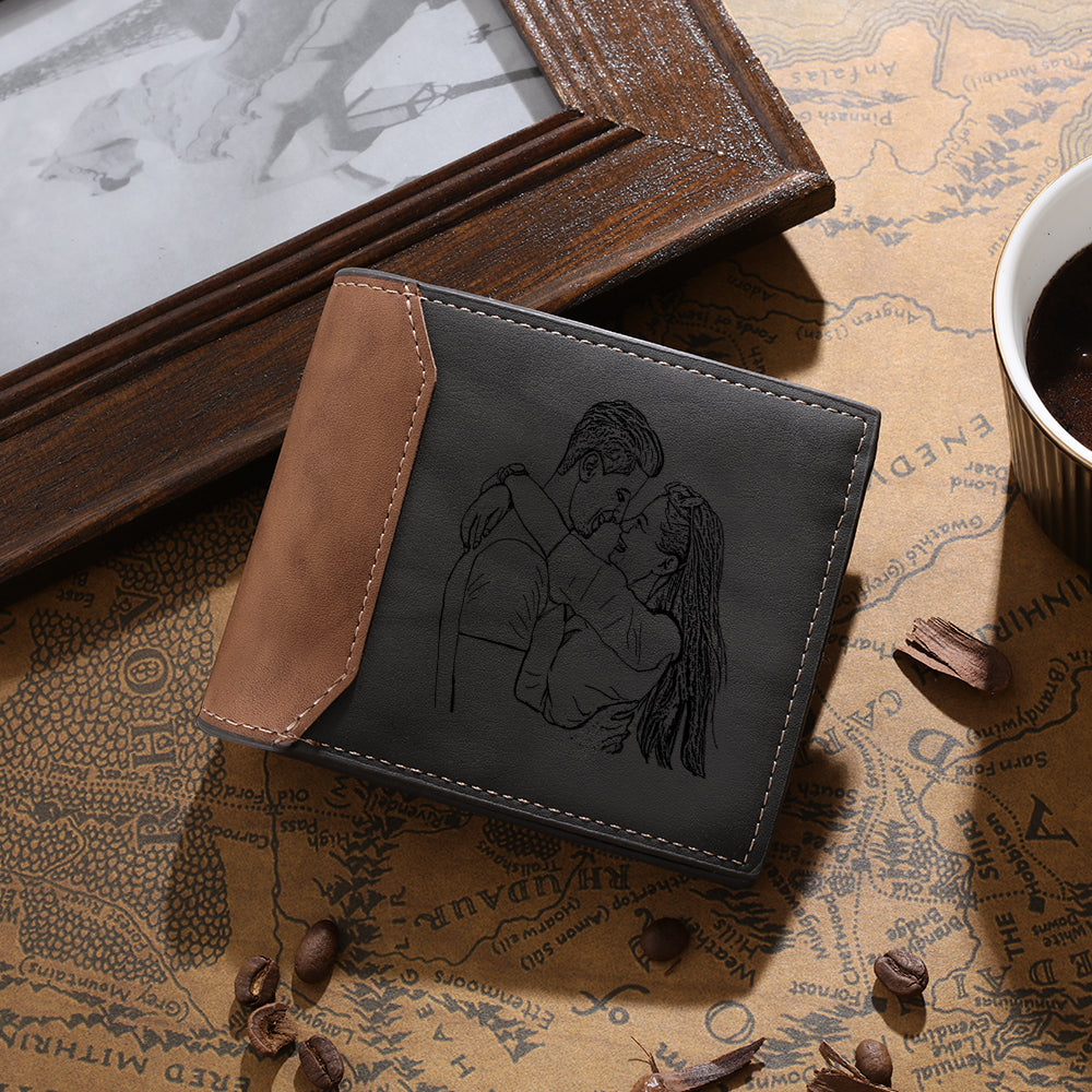 Custom Engraved, Personalized Name and Message Bifold Leather Wallet -  LemonsAreBlue