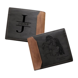 Personalized Custom Photo Wallets With Engraved Picture & Initial Name
