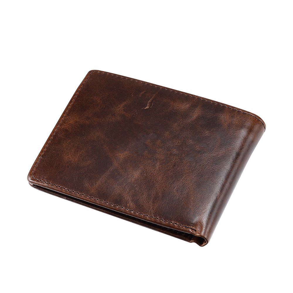 Custom Engraved Personalized Name and Message Bifold Leather Wallet