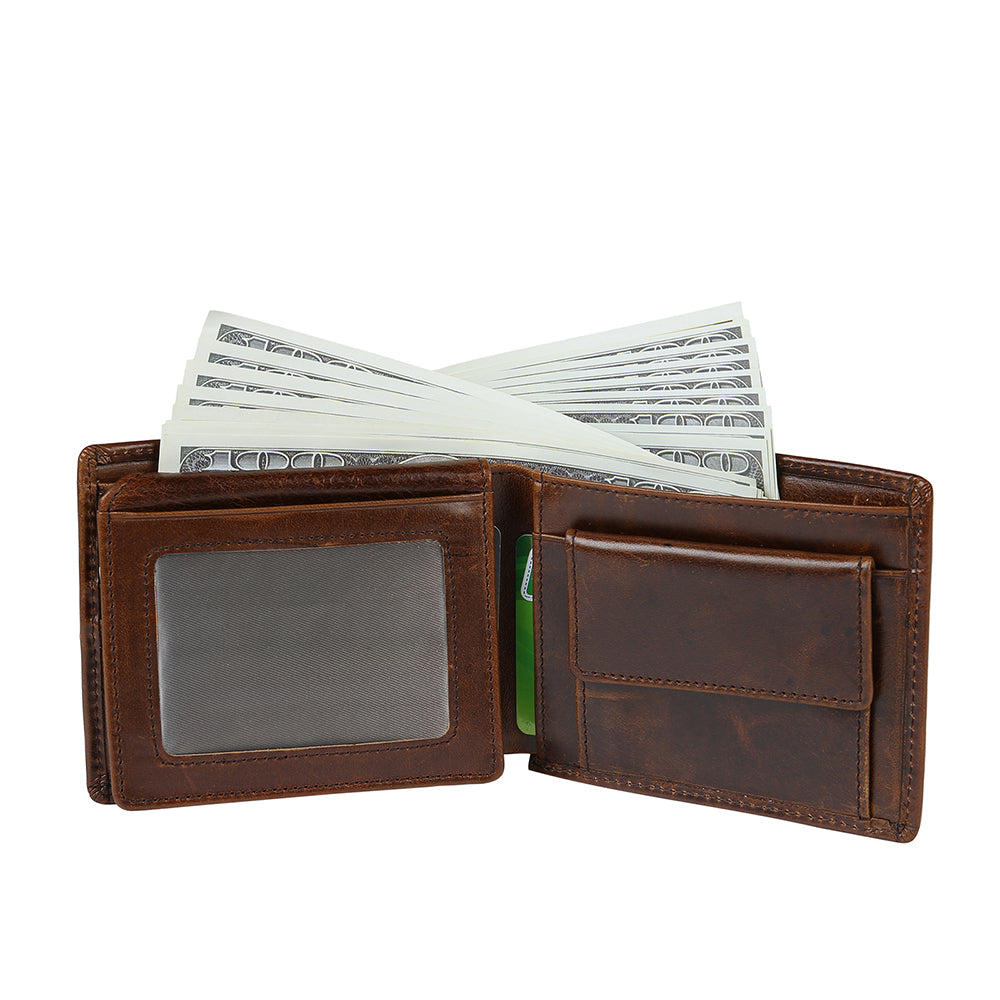 Custom Engraved Personalized Name and Message Bifold Leather Wallet