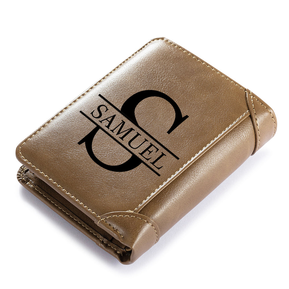 Personalized Photo Name Initial Zipper Wallet for Men With 2 Ways to Personalize it.