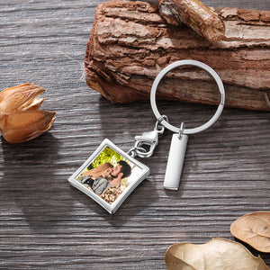 Personalized Custom Photo, Engraved Message Bar and Special Date Calendar Keychains