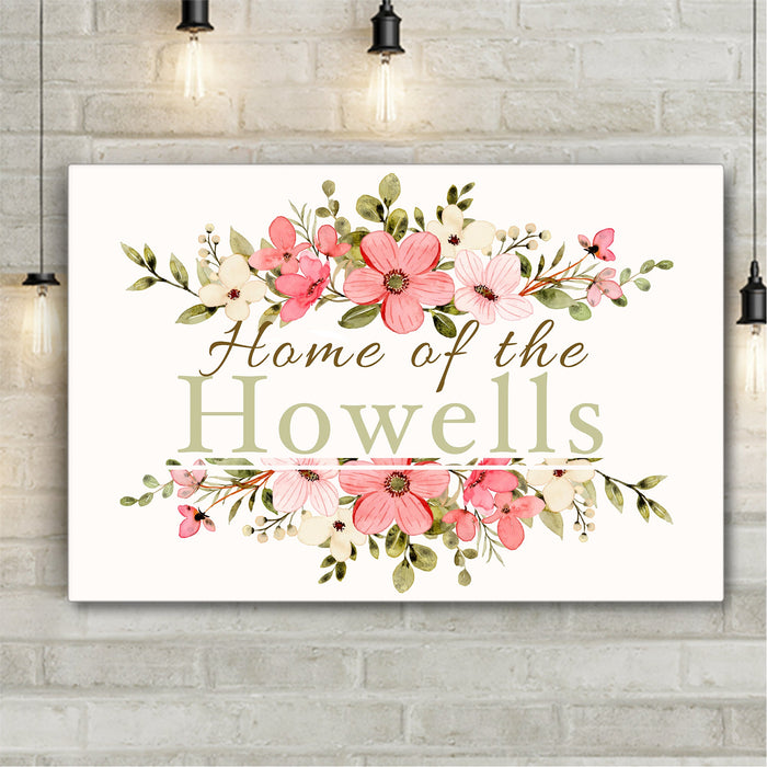 Home Family Floral Personalized Premium Canvas