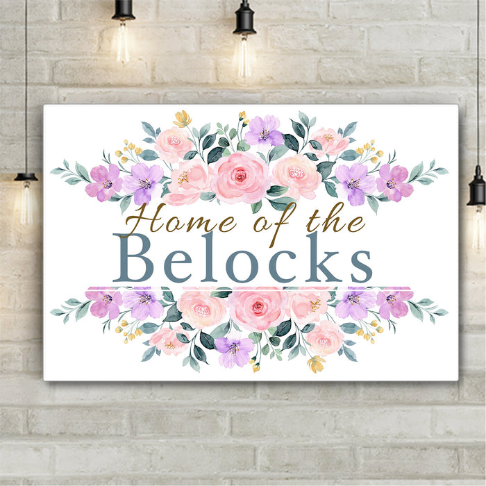 Home Family Floral Personalized Premium Canvas