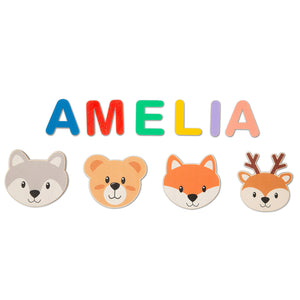 Custom Wood Name Puzzle With 4 Baby Animals