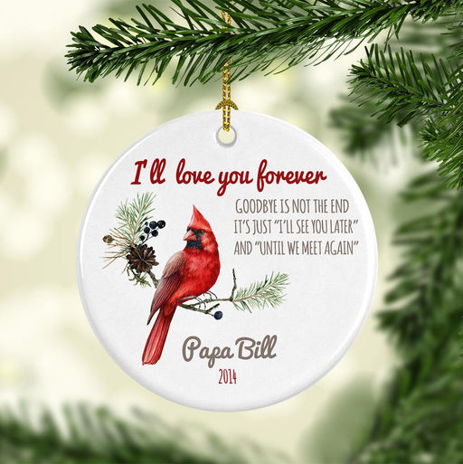 personalized cardinal memorial christmas ornament for dad