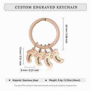 Custom Stainless Steel Feet Keychain