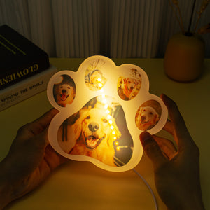 Personalized Dog Paw Lamp Custom 5 Photo Acrylic Night Light