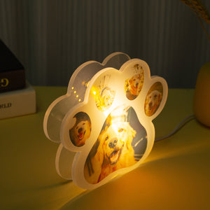 Personalized Dog Paw Lamp Custom 5 Photo Acrylic Night Light