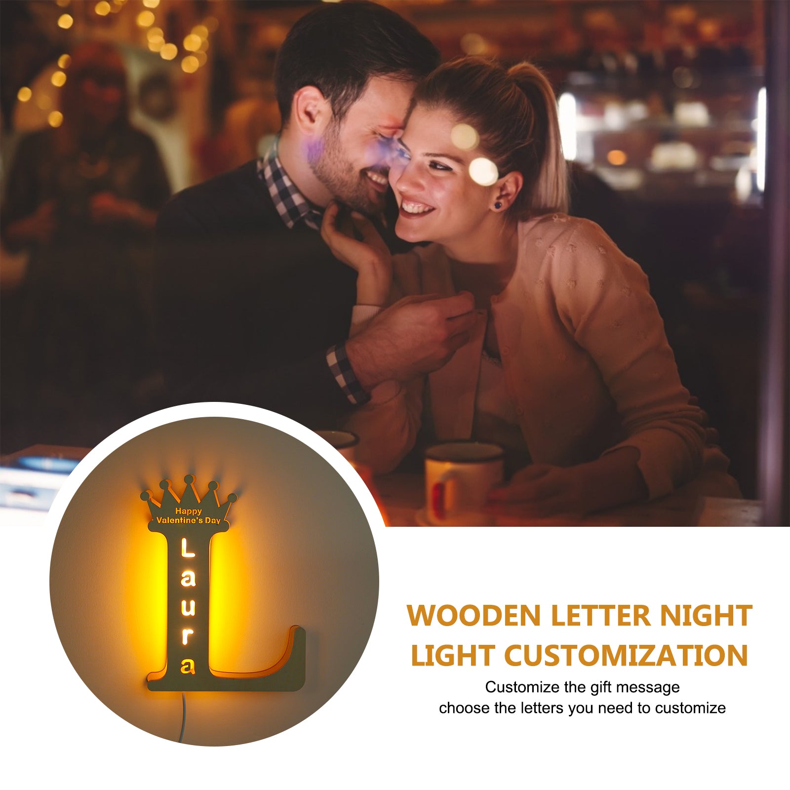 Custom Wooden Crown Name Night Light