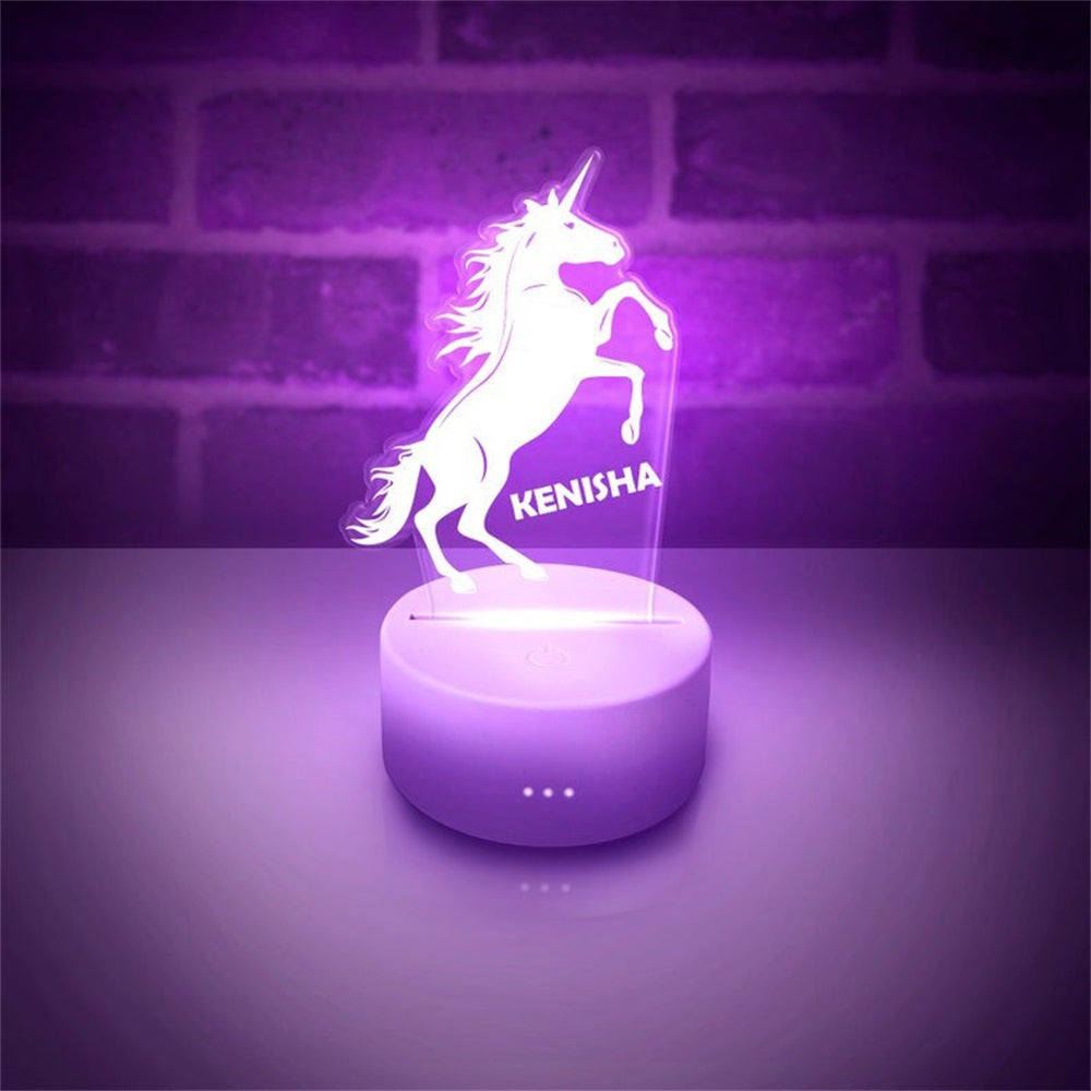 Personalized Unicorn Night Light Custom Name LED Lamp for Kid