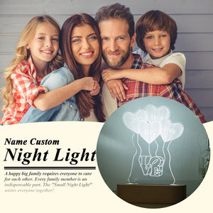 Custom Love Heart Balloons Night Light LED Lamp Add Four Names