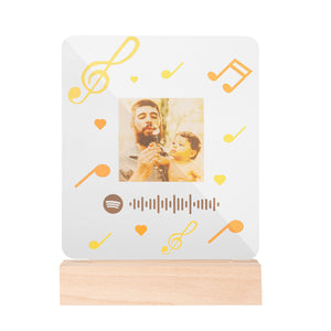 Personalized Photo Acrylic Song Plaque - Custom Photo Night light With Scannable Acrylic Song Plaque