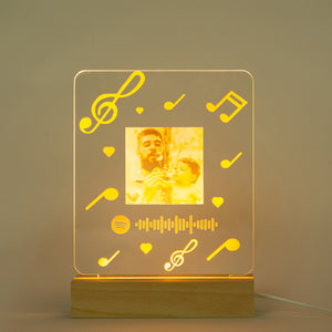 Personalized Photo Acrylic Song Plaque - Custom Photo Night light With Scannable Acrylic Song Plaque