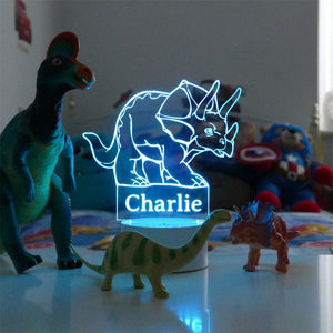 Personalized Triceratops Night Light Changeable Color Lamp