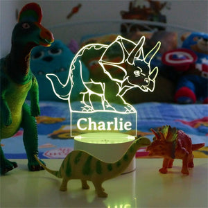 Personalized Triceratops Night Light Changeable Color Lamp