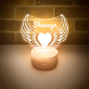 Personalized Name Heart Wing Light Lamp