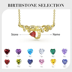 Personalized 3D Jewelry Necklace With Name and Heart Shape Birthstone