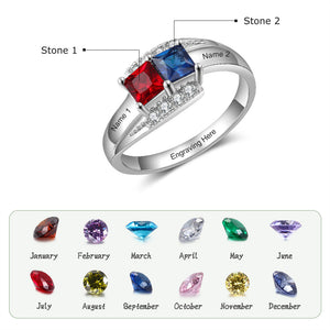 Personalized Birthstone 925 Sterling Silver Family Ring