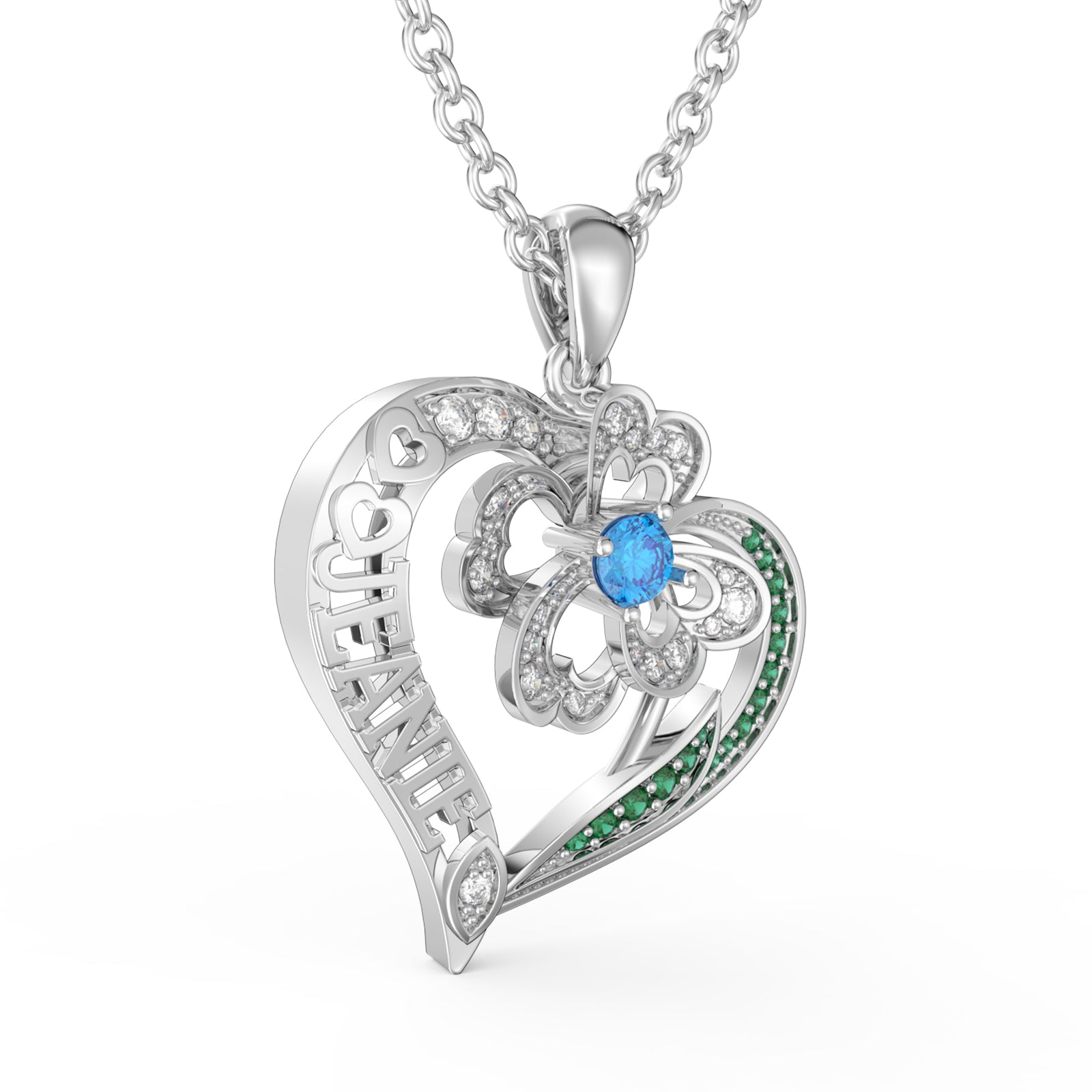 3D Custom Birthstone Heart Necklace