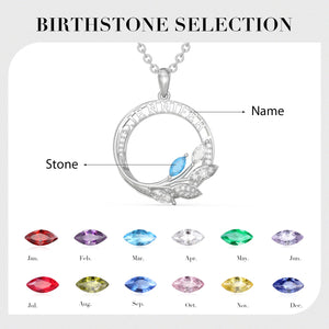 Custom Name and Birthstone 3D Jewelry Leaf Necklace