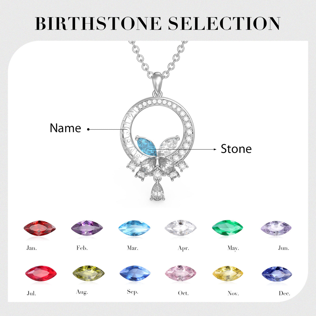 Sterling Silver Birthstone personalized necklace with heart mothers da –  Glamcarat