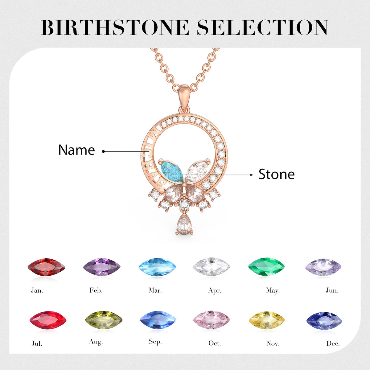 Personalized Heart Name Birthstone Necklace 1 2 3 4 Kids Names Custom  Engraved | eBay