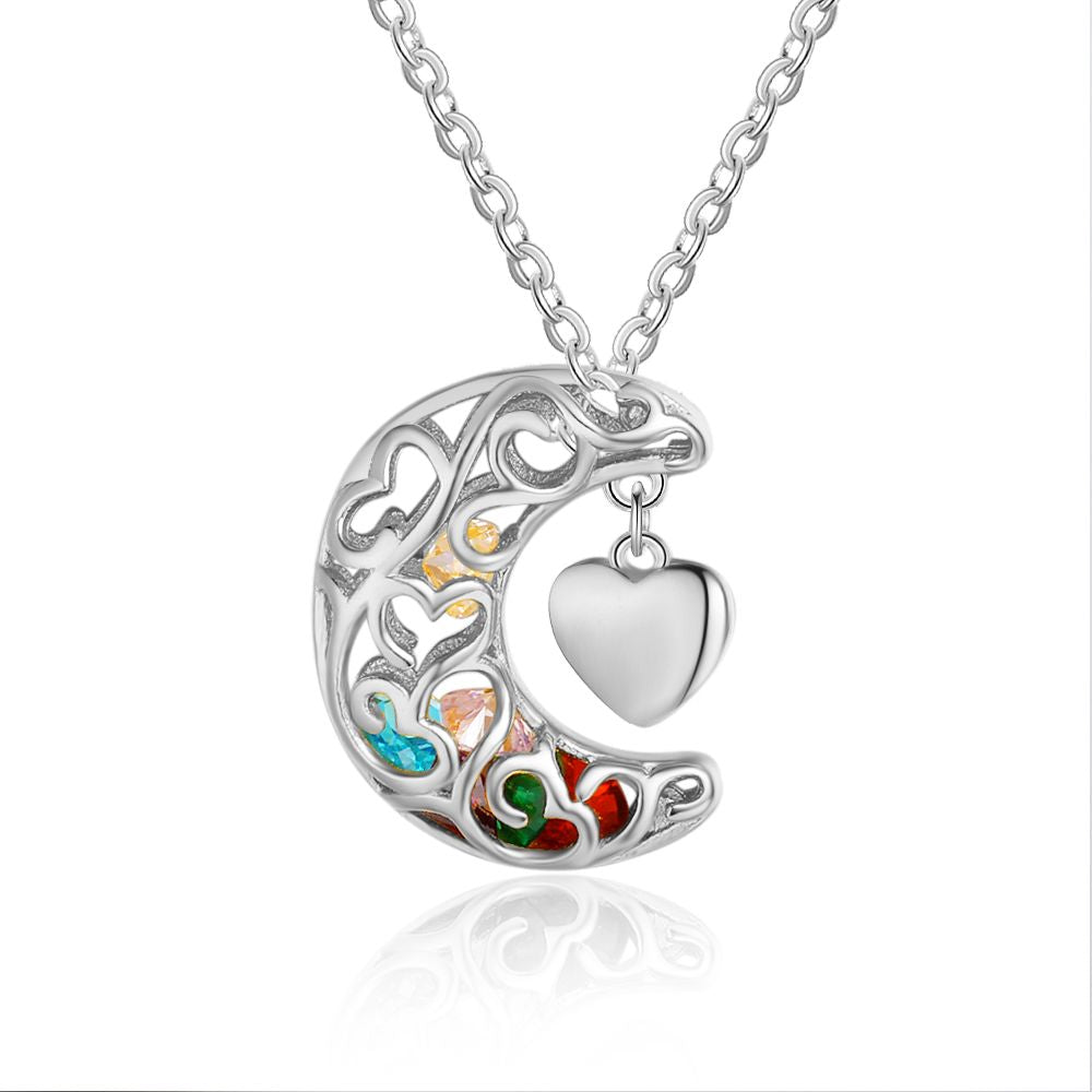 Engravable Heart Cage Pendant with 1 - 6 Heart Birthstones