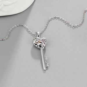 925 Sterling Silver Heart Shape Key Pendant Necklaces