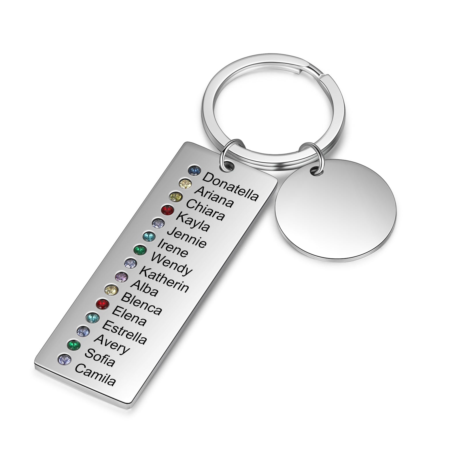 Personalized Keychain Add Up To Engraved Names and 15 Birthstones