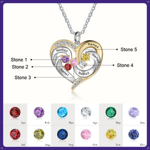 Personalized Two tone Birthstone & Engraved S925 silver Necklace