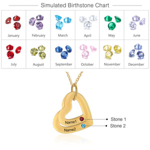 Personalized Engraved Layered Birthstone Heart Necklace