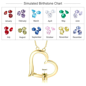 Personalized Necklace with Heart Pendant & Choose 1-5 Name/ Birthstone Charms