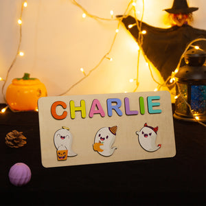 Custom Wooden Halloween Ghost Name Puzzle
