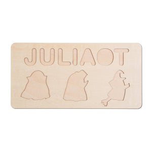 Personalized Halloween Name Wooden Puzzle With 3 Friendly Ghosts